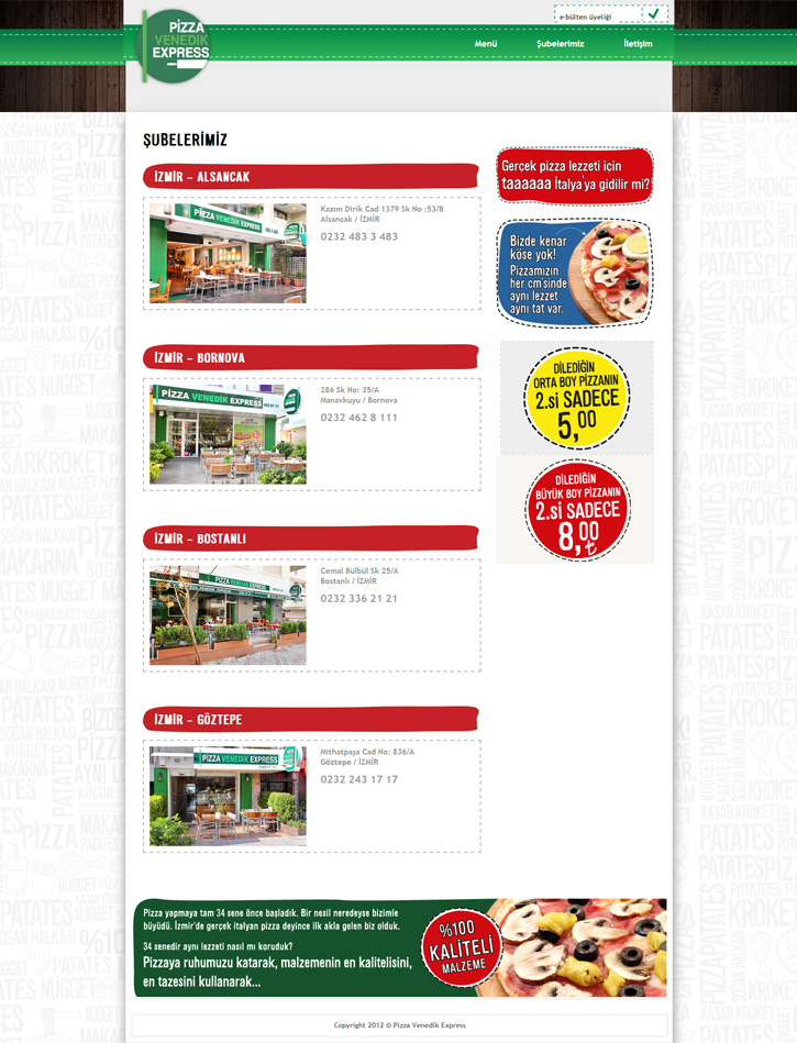 XYZ işler Pizza Venedik Express Website